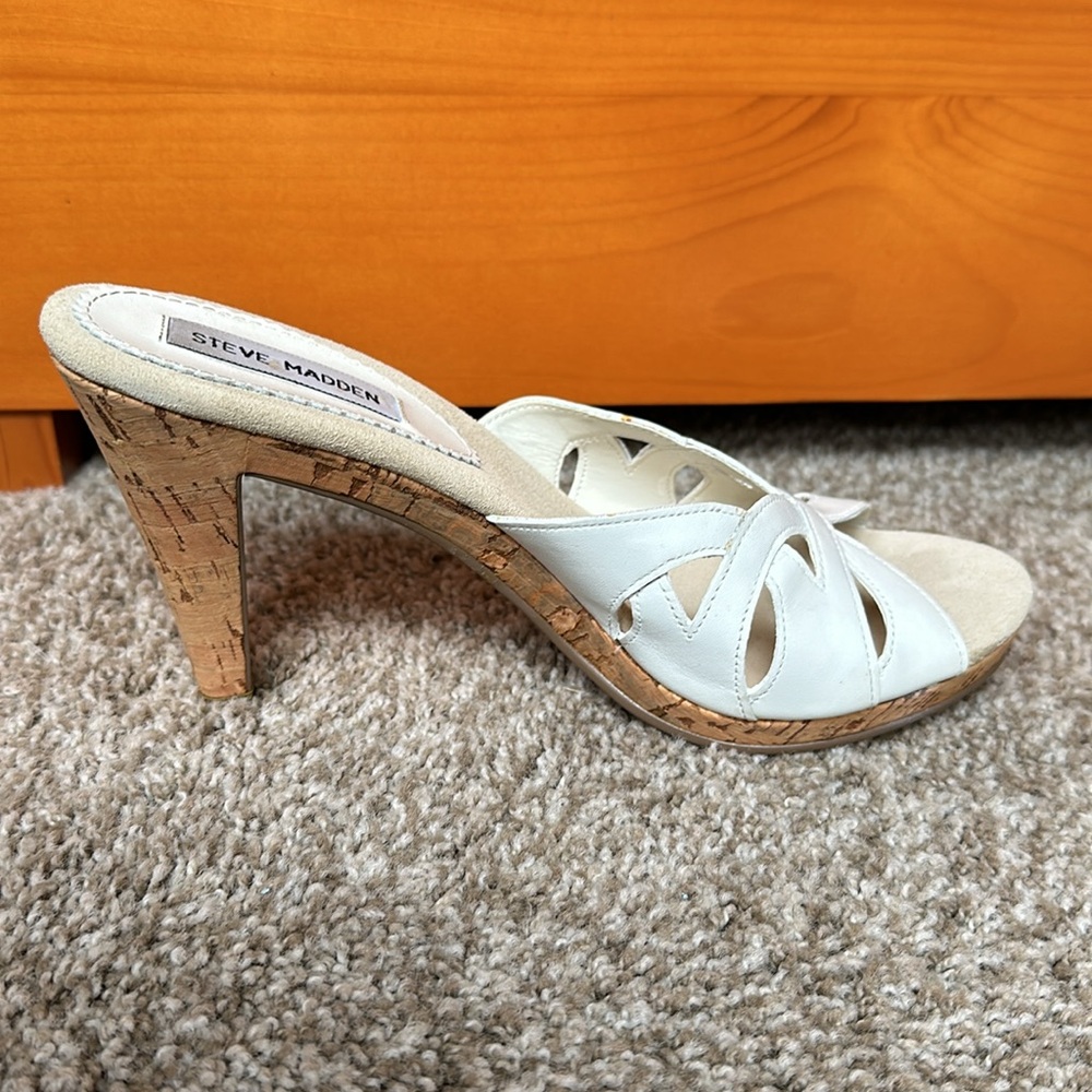 NWB Steve Madden Y2K vintage white leather slip on heels - Picture 6 of 11